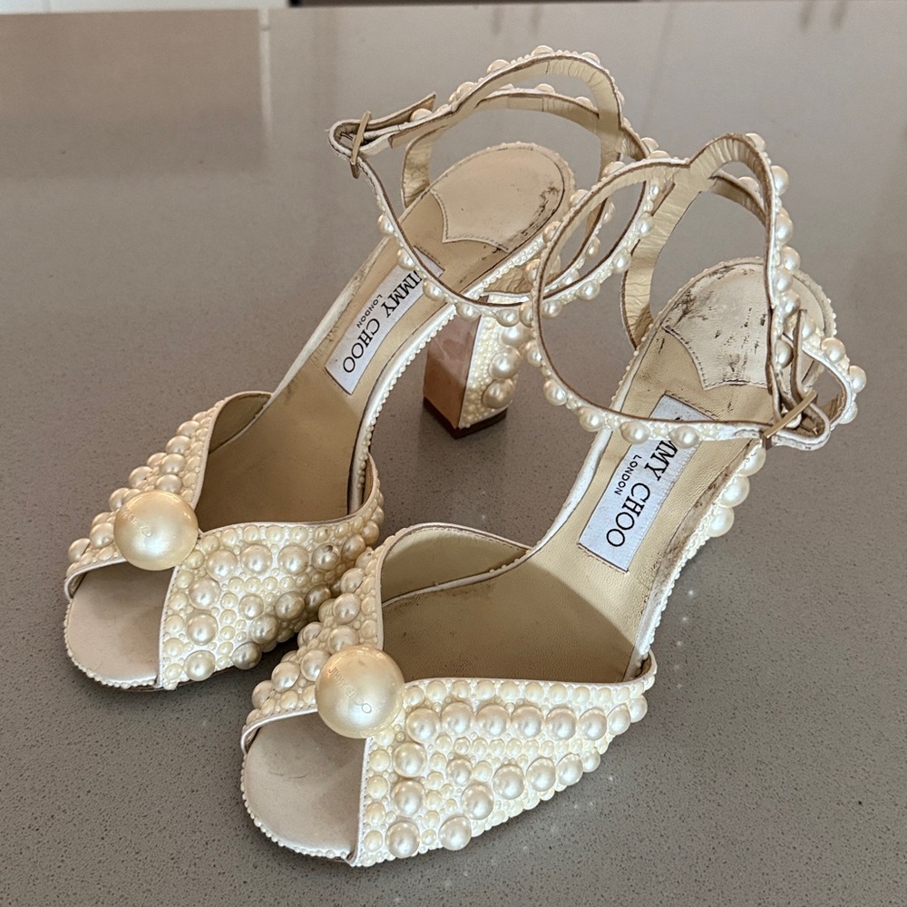 JIMMY CHOO Sacaria 100 Pearl Heels